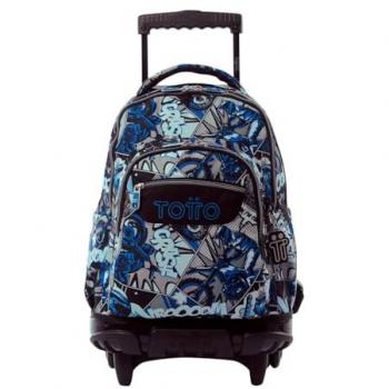 Mochila Escolar con Ruedas TOTTO Modelo Renglones Motto, Capacidad 26,21 Litros, Bolsillo para PC 14, Bolsillo para Botella, Correas en S para Mayor Comodidad, Resistente