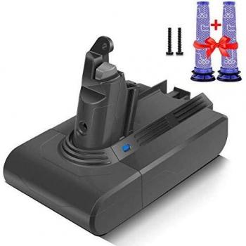 morpilot Batería de Reemplazo para Dyson V6, 21.6V 3000mAh Li-Ion Compatible con Dyson V6 Series DC58 DC59 DC61 DC62 DC72 DC74 DC62 Animal 595 650 770 880, con 2PCS Pre Filtros Lavables