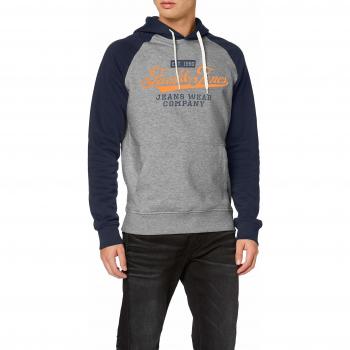 Jack & Jones Jjecontrast Sweat Hood Noos Sudadera, Gris