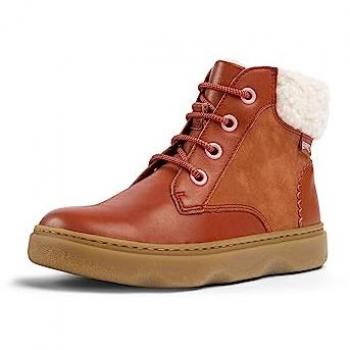 Botines de Piel Kiddo rojos Camper para niños, con borrego interior, diseño corto al tobillo, talla 33 EU
