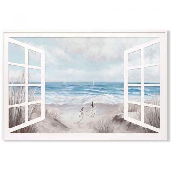 Cuadro Adorno Pared Ventana Mar Azul 80x3x120cm Signes Grimalt