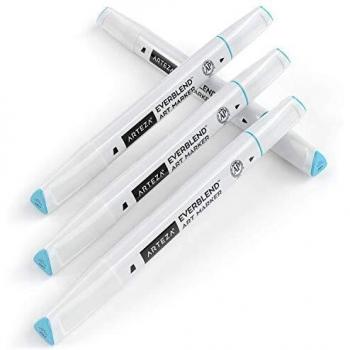 Arteza EverBlend rotuladores mezcladores color Azul Aguamarina A267 | Juego de 4 | Rotuladores de alcohol de doble punta