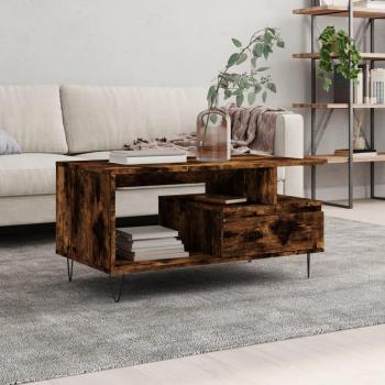 Mesa de centro madera contrachapada 90x49x45 cm Blanco, Negro, Blanco brillante Mesita de Salón o Comedor o Auxiliar Mesa de Café Meuble Salón vidaXL; Mesa de centro madera contrachapada