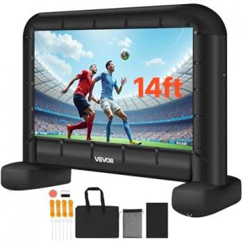 VEVOR 14 ft Inflatable Movie Screen - 600D Washable, Portable Storage Bag, Easy Setup, 16:9 Format for Outdoor Home Theater and Pool Parties