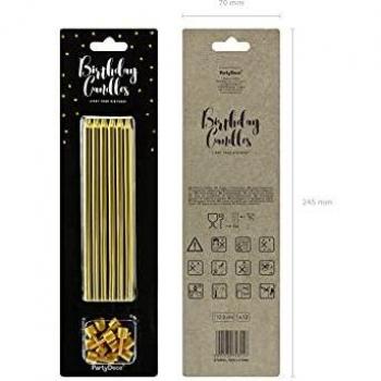 PartyDeco Velas de té color dorado, 12,5 cm