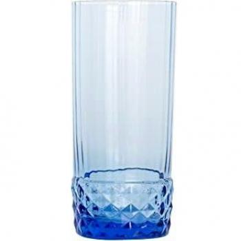 Pack De 6 Vasos America 20'S Bormioli 49Cl Con Relieve Azul