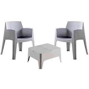 Shaf - Costa | Set Muebles de Salon Exterior - Conjunto Muebles Jardin Exterior 2 Plazas | Fabricado en España con Materiales Reciclados - Color Blanco