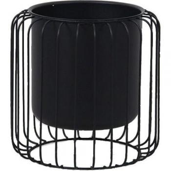 Macetero de metal negro de 26x26x26 cm para decoración del hogar