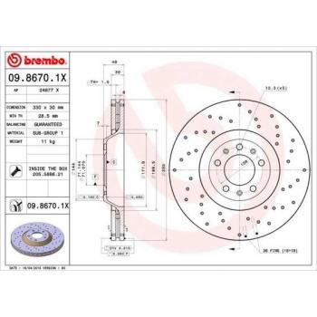 Disco de freno BREMBO XTRA LINE 09.8670.1X, 1 pieza