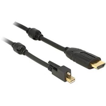 DeLOCK 83730 Adaptador de Cable de Vídeo Mini DisplayPort a HDMI Activo 4K, 2 m, Macho con Tornillo, Color Negro