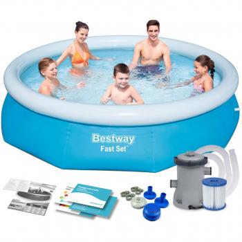 Bestway Fast Set Piscina Autosoportante Redonda con Depuradora 305 x 76 cm