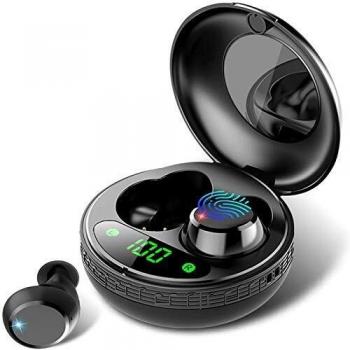 Auriculares Bluetooth, Auriculares Inalámbricos Bluetooth 5.0 con Mic, Auriculares Inalámbricos con Caja de Carga Portátil, Hi-Fi Estéreo, IPX7 Impermeable, Control Táctil, para Huawei y Samsung