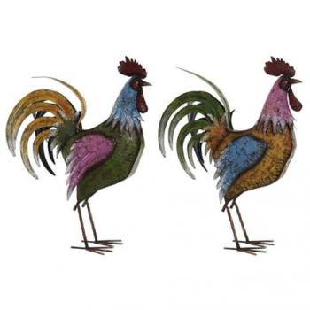 Figura Decorativa Gallo Multicolor Home ESPRIT (2 Unidades) 44 x 17 x 61 cm