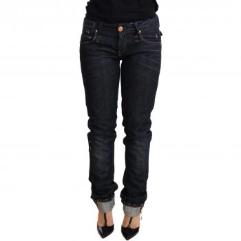 Acht Dark Blue Cotton Slim Fit Folded Hem Denim Trouser Jeans - W26