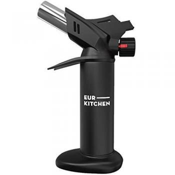 EurKitchen Soplete de Gas Butano, Bloqueo de Seguridad, Llama Ajustable y Protector - Soplete de Cocina Recargable – Mechero Soplete para Cocina, Manualidades - Gas Butano No Incluido