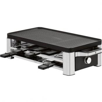 WMF Lono Raclette Grill para 8 Personas, 1500 W, con 8 Sartenes y Deslizadores, Plancha Superior Ajustable en Temperatura, Acabado Cromargan Mate