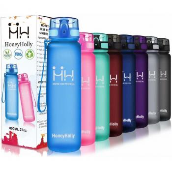 HoneyHolly Botella de Agua Deportes 350ml/500ml/800ml/1000ml Sin Bpa & Apertura con un Solo botón Reutilizable Filtro Botella Gimnasio Tritan Plástico para Niños, Sport, Gimnasio, Trekking, Bicicleta