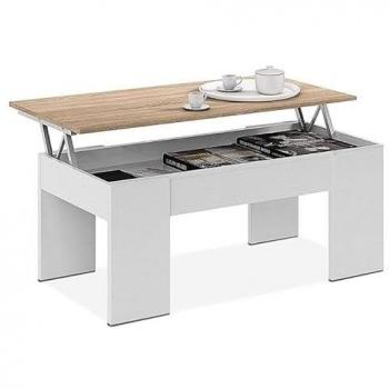 Mesa de Centro Elevable Elise Blanco y Cambria 90x50 cm