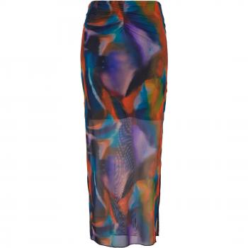 Urban Classics Women's Multicolor AOP Mesh Tube Maxi Skirt