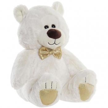 Oso de Peluche con Pajarita Blanco Dorado Metal Infantil 30 x 40 cm - Bixoto.com