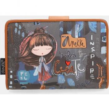 Anekke - Cartera Mediana con Solapa y Cremallera Multicolor RFID Contemporary
