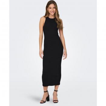 Vestido ajustado largo Only Betty midi negro de canalé para mujer