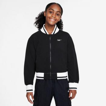 Nike Chaqueta Sportswear para niña - Color negro, material ligero, diseño moderno, cierre frontal con cremallera, bolsillos laterales