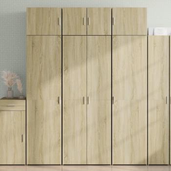 Aparador alto de madera multicapa de ingeniería en color roble Sonoma, dimensiones 70x42,5x185 cm