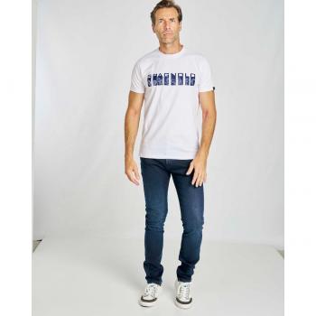 Camiseta de hombre blanca con logo Spagnolo estilo náutico de manga corta