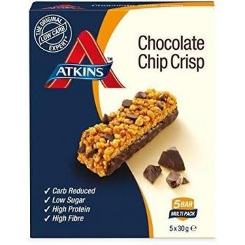 Atkins DB Chocolate Chip Crisp Barritas - Paquete de 5 barritas x 30 gr - Total: 150 gr