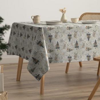 Mantel Antimanchas Navidad Rectangular Impermeable Algodón Tacto Tela 160x350 cm