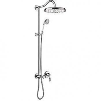 Kit de ducha monomando empotrado Tres-Clasic, ducha fija de 310 mm de diámetro con rótula, ducha anticalcárea, maneta, 57 x 31 x 122,7 centímetros, color cromo