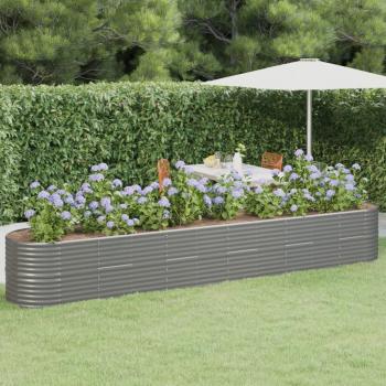 vidaXL Garden Raised Bed Powder-Coated Steel 440x80x68 cm Grey