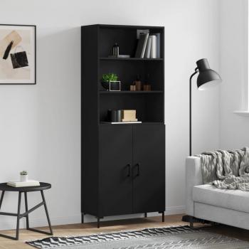 Alacena aparador alto de madera contrachapada multicapa negro 69,5x34x180 cm