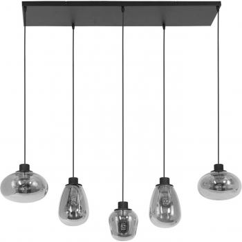 Lámpara colgante Steinhauer Reflexion, 5 luces, 100x30cm, color negro, material metal