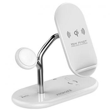 Estación de Carga Inalámbrica 4-en-1 Promate Bonsai MFi 54W, Soporte Magnético para Apple Watch y Cargador Qi 15W