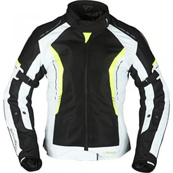 Chaqueta textil para motocicletas de señoras Modeka Khao Air, color negro/gris/neón, talla 34