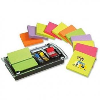 Post-it Z-Notes - Dispensador de notas, 12 bloques, color negro y transparente