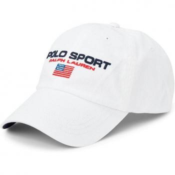 Gorra de hombre Polo Ralph Lauren de algodón con logotipo Polo Sport en colores blanco, azul marino y rojo