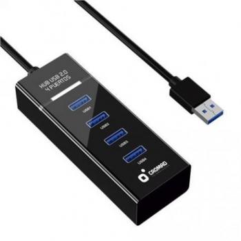 Cromad Cable USB 2.0 Hub - Longitud 30cm - Indicador LED - Velocidad de Transferencia 480 Mbps - 4 Puertos - Plug and Play - Compatibilidad Universal