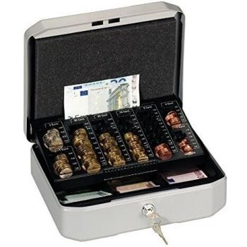 Caja de Dinero Durable Euroboxx S, 28,3 x 10 x 22,5 cm, con 6 compartimentos para monedas y 3 compartimentos para billetes, color antracita/gris