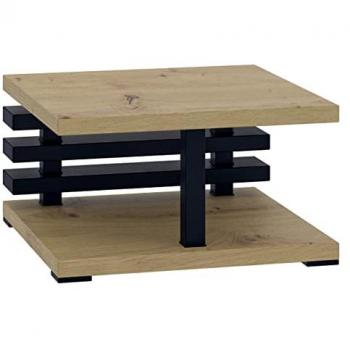 Mesa de centro Goodyear 122, Aglomerado laminado, Angular, Negro y Roble Artisan, 60 x 60 x 31 cm
