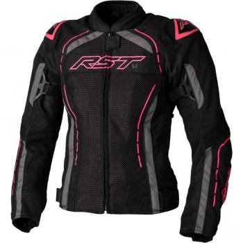 RST Chaqueta de Moto para Mujer S1 Mesh Neón-Rosa - Chaqueta textil, diseño para damas, color neón-rosa, ventilación de malla, protección CE en hombros y codos, ajuste personalizable