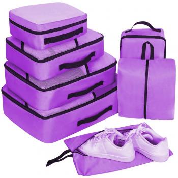 Organizador Maleta Viaje, 7 Set de Organizador de Equipaje, Faxsthy Organizador de Maleta con 2 Bolsas de Zapatos de Varios Tamaños