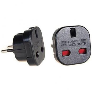 Adaptador Maclean MCE72 - Enchufe Británico UK a Europeo UE Redondo Universal Negro