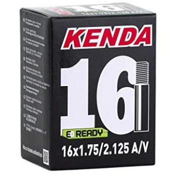 Cámara de Aire Kenda 16x1.75/2.125 con Válvula Schrader de 28 mm, Espesor de 1 mm, Antipinchazos con Autosellante Incorporado, Color Negro