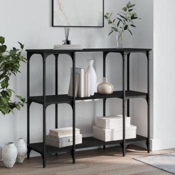 vidaXL Mesa consola de madera de ingeniería 102x35x90 cm en color Negro, Roble Sonoma y Roble ahumado - Mesa de sofá, mesa de entrada para salón, consola de entrada, mueble recibidor, mesita