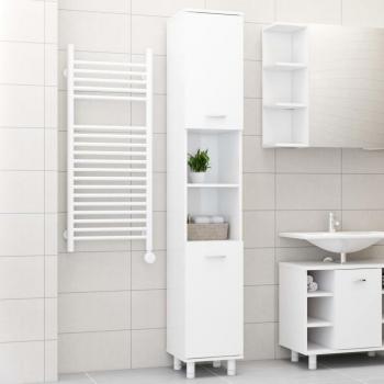 Armario de baño blanco pulido 30x30x179 cm madera multicapa