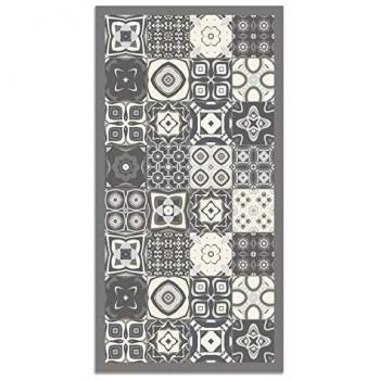 Alfombra Vinílica Baldosa Hidráulica Color Gris 160 x 230 cm - Alfombra Cocina Vinilo - Alfombra Salón Antideslizante, Antihongos e Ignífuga - Alfombras Grandes - Alf