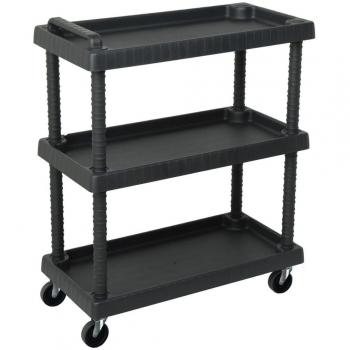 Carro de herramientas de taller 3 niveles PP negro 75x37,5x92cm